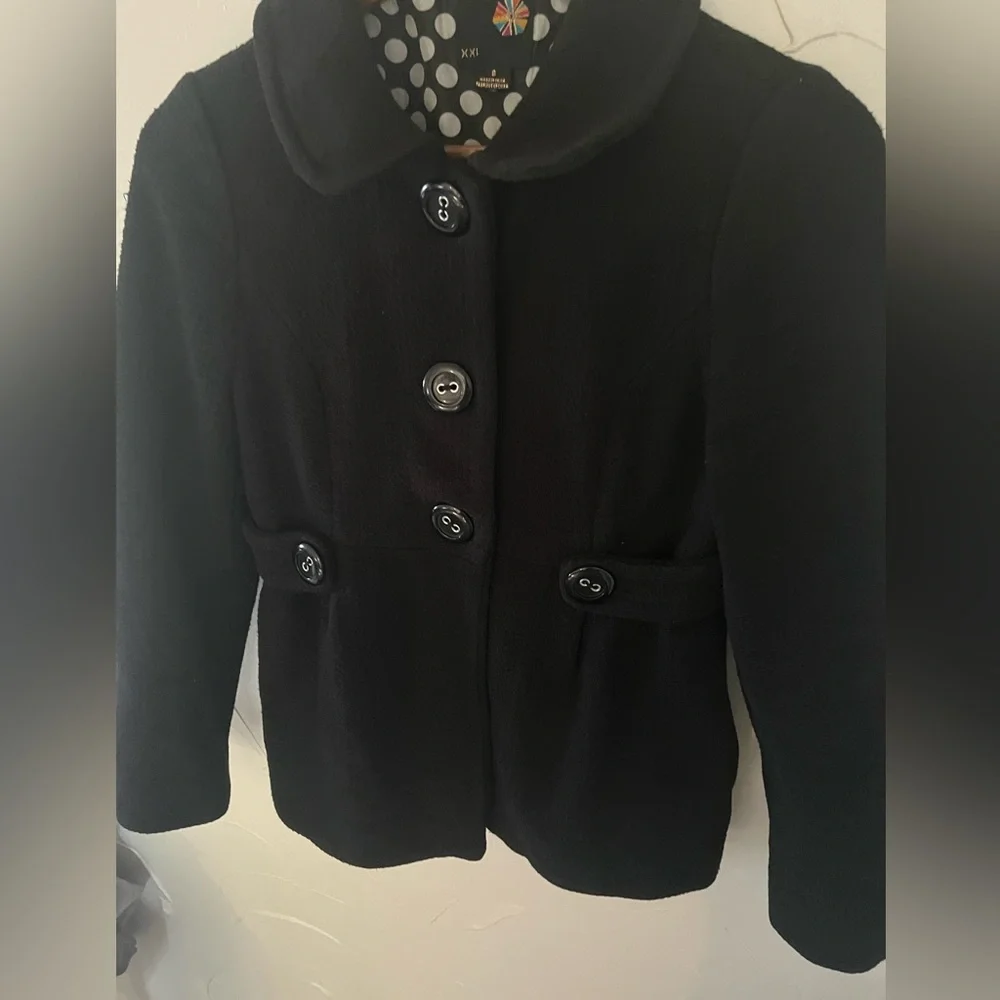 XX1 Forever 21 Black Pea Coat Size Small - Picture 3 of 16